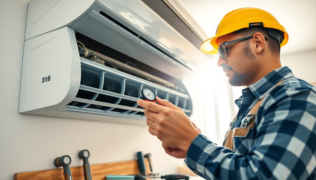 Technician providing ac repair phoenix az services, demonstrating expertise in a residential environment.