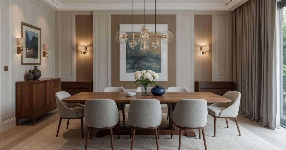 Matching Chairs and Light Fixtures for a Balanced Dining Space